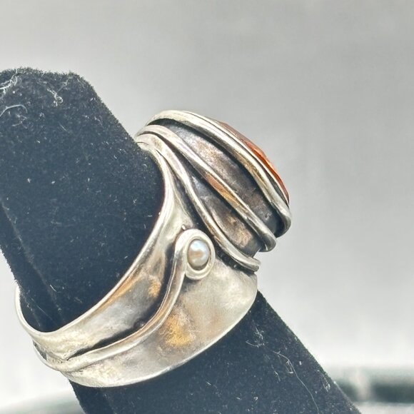 Citrine Gemstone Ring on Sterling Silver Band Size 5 8.93 g - Picture 8 of 14